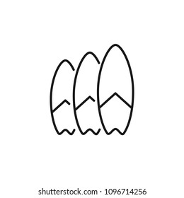 Thin line icon of surf board. Editable vector stroke 64x64 Pixel.