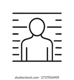 Thin line icon of a suspect mugshot police lineup chart
