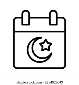 Thin line icon Symbol of Ramadan Calendar Icons, Vector Illustrator on white background.