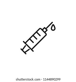Thin line icon of syringe, injection, medical. Editable vector stroke 64x64 Pixel.