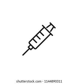 Thin line icon of syringe, injection, medical. Editable vector stroke 64x64 Pixel.