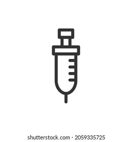 Icono de línea delgada de la jeringa. Signo de contorno vectorial para interfaz de usuario, web y aplicación. Diseño conceptual del icono de la jeringa. Aislado sobre un fondo blanco.