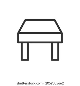 Thin line icon of table. Vector outline sign for UI, web and app. Concept design of table icon. Isolated on a white background.