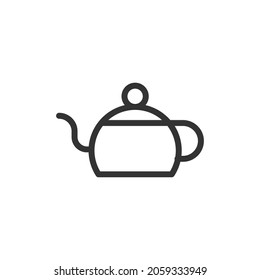 Thin line icon of tea. Vector outline sign for UI, web and app. Concept design of tea icon. Isolated on a white background.