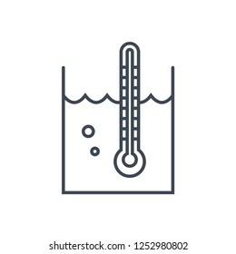 thin line icon thermometer to measure temperature of water