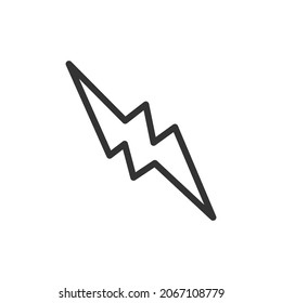 Thin line icon of thunder. Vector outline sign for UI, web and app. Concept design of thunder icon. Isolated on a white background.