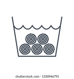 thin line icon timber, lumber, wood, logging industry, soaking wood