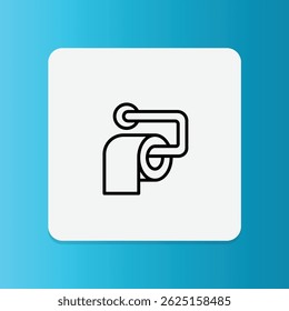 Thin line icon of toilet paper on a roll, representing hygiene and toilet-related cleanliness.
