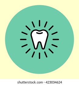 Thin Line Icon. Tooth. Simple Trendy Modern Style Round Color Vector Illustration.