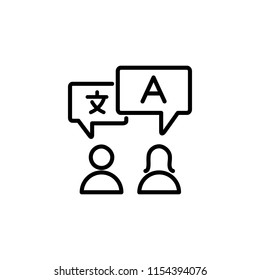 Thin line icon of translate, conversation, chatting. Editable vector stroke 64x64 Pixel.