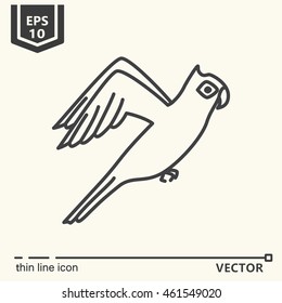 Thin line icon - tropical parrot, EPS 10. Isolated object.