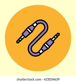 Thin Line Icon. TRS Cable. Simple Trendy Modern Style Round Color Vector Illustration.