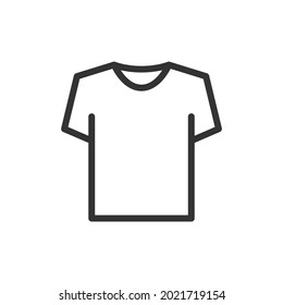 Thin line icon of t-shirt. Vector outline sign for UI, web and app. Concept design of t-shirt icon. Isolated on a white background.