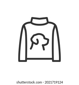 Thin line icon of turtleneck. Vector outline sign for UI, web and app. Concept design of turtleneck icon. Isolated on a white background.