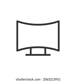 Thin line icon of tv. Vector outline sign for UI, web and app. Concept design of tv icon. Isolated on a white background.