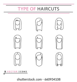 Thin line icon - Type of haircuts. EPS 10 Isolated object