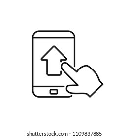 Thin line icon of up, upgrade, upload. Editable vector stroke 64x64 Pixel.