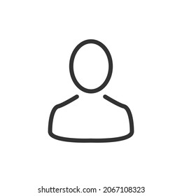 Thin line icon of user. Vector outline sign for UI, web and app. Concept design of user icon. Isolated on a white background.