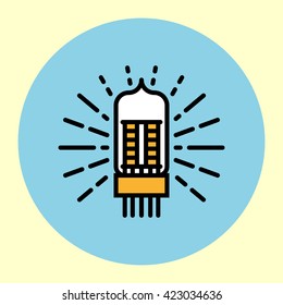 Thin Line Icon. Vacuum Tube. Simple Trendy Modern Style Round Color Vector Illustration.