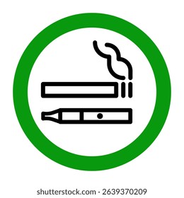 Thin line icon vector set for Smoking area cigarette and vape. Smoking sign. Editable stroke	
