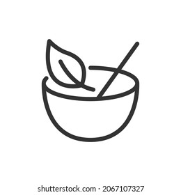 Thin line icon of vegan. Vector outline sign for UI, web and app. Concept design of vegan icon. Isolated on a white background.
