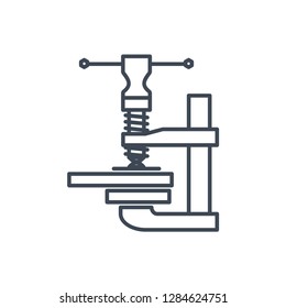 thin line icon vise, clamp