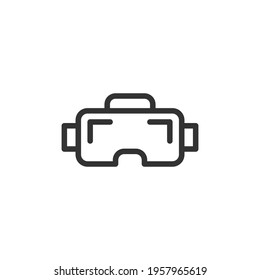Thin line icon of vr. Vector outline sign for UI, web and app. Concept design of vr icon. Isolated on a white background.