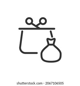 Icono de línea delgada de la cartera. Signo de contorno vectorial para interfaz de usuario, web y aplicación. Diseño conceptual del icono de cartera. Aislado sobre un fondo blanco.