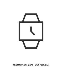 Dünne Linie Symbol der Uhr. Vektorgrafik-Zeichen für Benutzeroberfläche, Web und App. Konzeption des Uhrensymbols. Einzeln auf weißem Hintergrund.