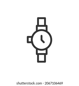 Thin line icon of watch. Vector outline sign for UI, web and app. Concept design of watch icon. Isolated on a white background.