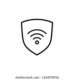 Thin line icon of wi-fi, wireless, protection. Editable vector stroke 64x64 Pixel. 