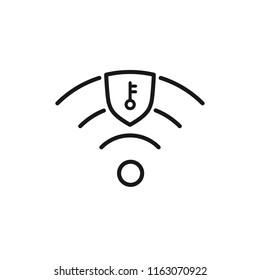 Thin line icon of wi-fi, wireless, protection. Editable vector stroke 64x64 Pixel. 