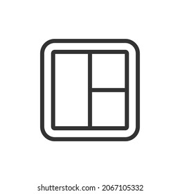 Thin line icon of window. Vector outline sign for UI, web and app. Concept design of window icon. Isolated on a white background.