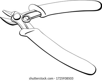 Thin line icon - wire cutters. EPS 10. Isolated object.