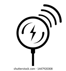 Thin line icon wireless charge. Wireless charging isolate on white background. Outline Icon Wireless charging of the smartphone battery. Editable Stroke.
