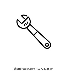 Thin line icon of wrench. Editable vector stroke 64x64 Pixel. 