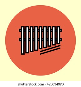 Thin Line Icon. Xylophone. Simple Trendy Modern Style Round Color Vector Illustration.