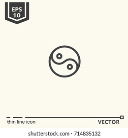 Thin line icon - yin and yang. EPS 10 Isolated object