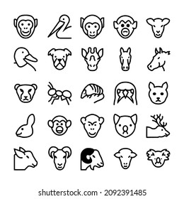 Thin line icons animals. set of pets and veterinary. Outline symbol collection. Editable vector stroke. 