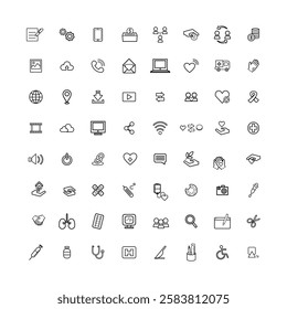 Thin line icons big set. Icons business marketing e-commerce media contact icon vector