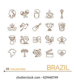 Thin line icons Brazil. EPS 10. Isolated objects.