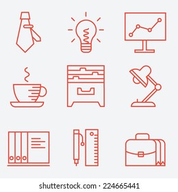 Thin line icons for business and office, modern flat design