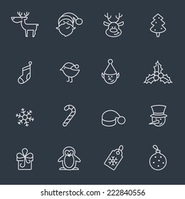 Thin line  icons for Christmas Holidays