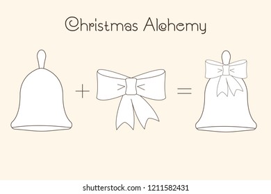 Thin line icons of Christmas time and X-mas elements. Christmas Alchemy. Linear collection. Vector logo symbol and website content.