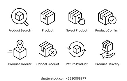 Thin line icons collection for product logistics support, Simple Set of products, search, confirm, tracker, delivery, etc. Vector design.