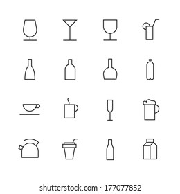 Thin Line Icons For Drinks. Vector eps10.