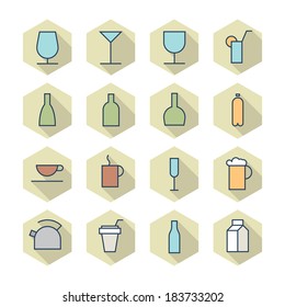 Thin Line Icons For Drinks. Vector eps10.