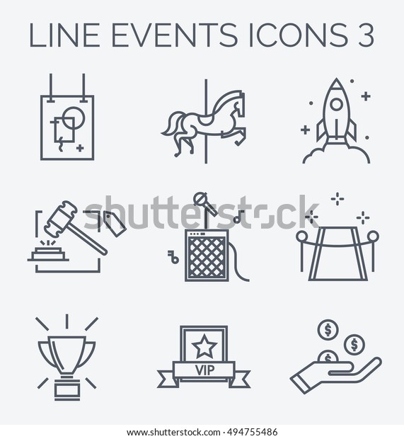 Vector De Stock Libre De Regalias Sobre Iconos De Linea Delgada De Eventos