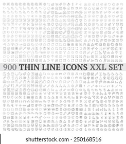 Thin line icons exclusive XXL icons set contains: universal  interface, navigation, people, web store, finance themes, and many other.