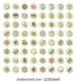 Thin Line Icons For Food and Drinks. Vector eps10.